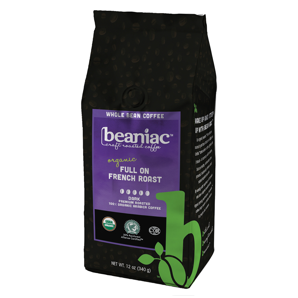 beaniac Organic Full On French Roast Dark Roast Whole Bean Bag